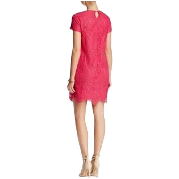 CeCe by Cynthia Steffe Pink Corded Lace Shift Dress, Short Sleeve Women's Size 4 - Picture 2 of 12